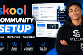 setup skool community, online course, membership and automation