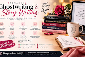 ghostwrite romance and mafia romance stories, do book editing and beta reading