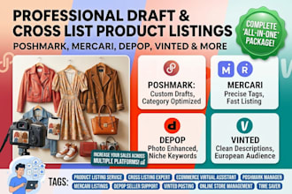 draft and cross list product listings on poshmark, mercari, depop, vinted