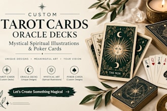 design poker cards tarot cards, spiritual illustrations and zodiac cards