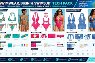 design swimwear tech pack for bikini and swimsuit production