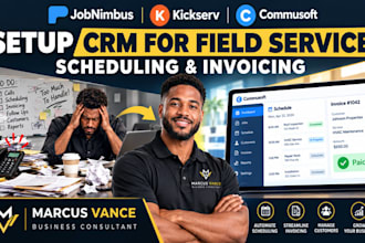 jobnimbus kickserv commusoft CRM for field service scheduling invoicing