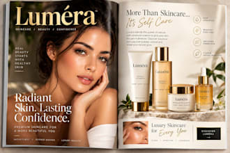 create luxury magazine ads for beauty fashion skincare product brand advertising