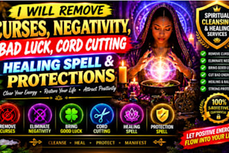 remove curses, negativity, bad luck, cord cutting, healing spell, protection