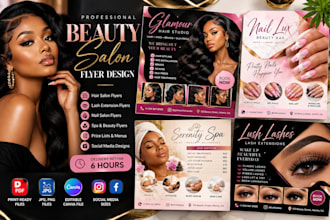 design beauty salon, spa, lash and hair flyers within 6 hours