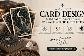 do print ready tarot cards, oracle decks, uno cards and characters