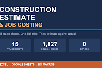 build a construction estimate and job costing spreadsheet for contractors