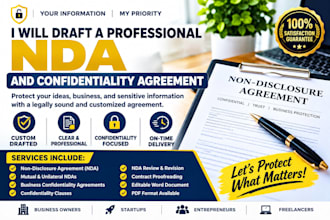 draft a professional nda and confidentiality agreement