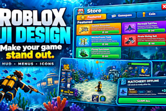 design custom roblox UI, gui, hud, and game icons