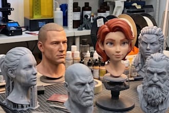 sculpt realistic 2d photo to 3d head bust likeness model stl 3mf obj 3d printing