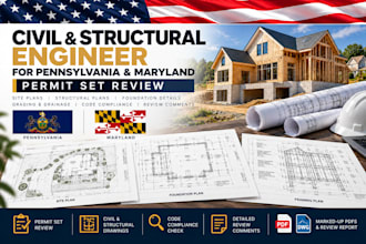 review civil and structural permit drawing sets for pennsylvania and maryland