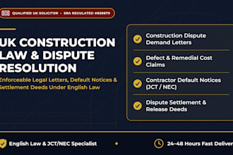 draft UK construction dispute demand letter by UK solicitor