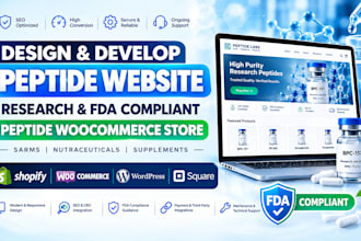 design peptide website, research fda compliant peptide woocommerce store sarms