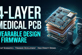 design 4 layer medical wearable pcb, schematic and embedded firmware