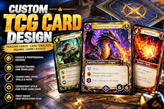 design custom tcg game cards, trading card templates and card frames