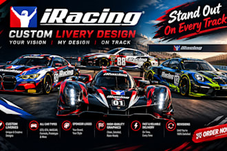 design custom car liveries for iracing, assetto corsa, acc and le mans ultimate
