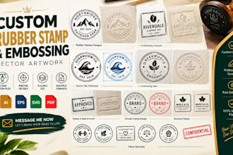 prepare custom rubber stamp and embossing artwork as vector file formats