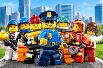 design custom lego minifigure, lego diorama, lego style, characters and 3d model