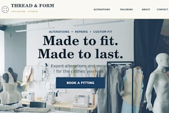 design wix tailor website clothing suit alteration fashion repair studio website