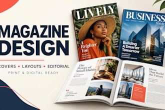 design a modern magazine cover and page layout