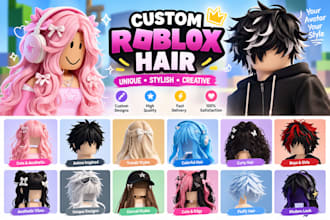 create custom roblox hair 3d hair models and unque avatar hair style