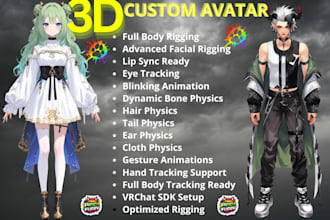 create custom furry vtuber model, vrchat avatar and 3d fursona