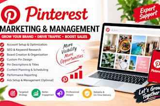 be your pinterest marketing seo and ads manager  pins and profile setup
