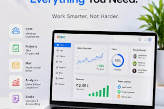expert for setup, automation, zoho customization zoho books, zoho one, zoho CRM