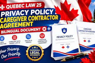 quebec law 25 privacy policy caregiver contractor agreement bilingual document