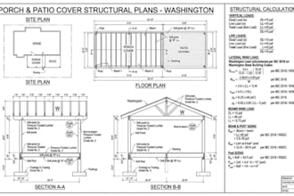draft residential porch, patio cover structural plans in washington new homes
