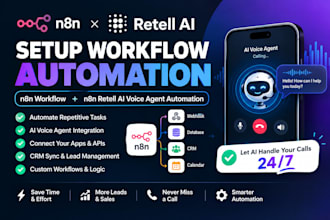 setup workflow automation n8n workflow ,n8n retell ai voice agent automation