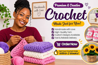 create custom crochet items, amigurumi toys, bags and gifts