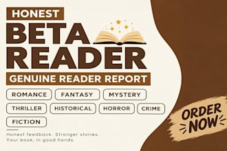 beta read fantasy, romance, mystery, thriller historical, horror, crime, fiction