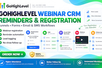 setup gohighlevel webinar CRM reminders and registration workflow