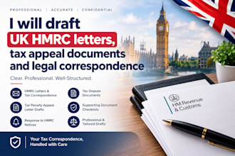 draft UK hmrc letters, tax appeal documents and legal correspondence