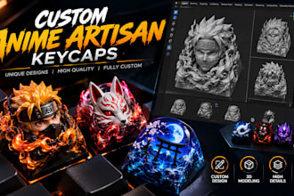 design and sculpt custom artisan anime keycaps and 3d printable stl models