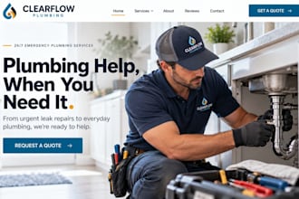 design wordpress plumbing website emergency commercial plumbing contractor site