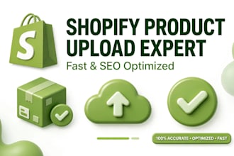 shopify product listing, data entry and product upload