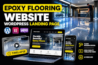 epoxy flooring website wordpress landing page timelapse video ai epoxy floor ads