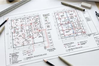 draft commercial fire detection layouts and fire protection cad sets