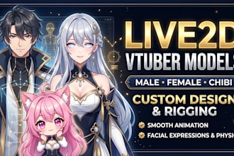 design and rig male, female, or chibi live2d vtuber models