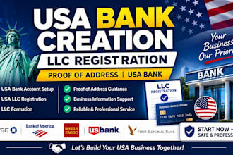 create USA bank for USA llc owners, setup mercury, wise USA llc registration