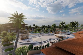 render beachfront villa layout, cabin model,3d modular glamping pods,roof design