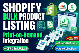 do shopify bulk product listing and printful print on demand integration