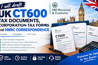 draft UK ct600 tax documents, corporation tax forms and hmrc correspondence