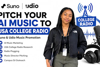pitch your suno and udio music to USA college radio stations for music discovery