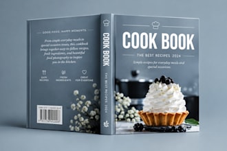 design cookbook ebook, meal planner recipe book cover and cookbook formatting