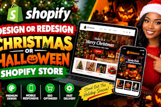 design or redesign a christmas or halloween shopify store