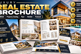 create real estate brochure bifold property catalog flyer, booklet, postcard