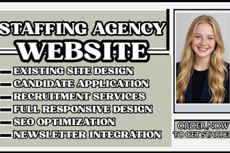 design a staffing agency website, recruitment, hiring, and job agency website